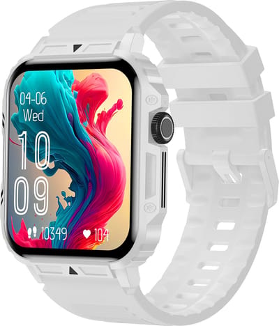 Knobbout 1.95” Scherm Smartwatch – Bluetooth Bellen - Hartslag - Bloeddruk & SpO₂-meting - AI Spraakassistent- Bluetooth 5.2 - 340mAh batterij - Wit