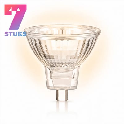 7x Reflector Halogeenlamp GU4 - 50W - Warm Wit Licht (2700K) - 300 lm - 2 jaar - Dimbaar - 12V - MR11