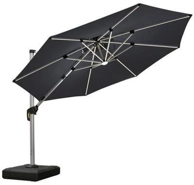 PURPLE LEAF Ronde Parasol – 360° Draaibaar - Ingebouwde LED-verlichting – UV50+ - Windbestendig - Stijlvolle Zweefparasol