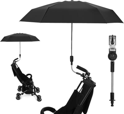 Parasol voor Kinderwagen - UV Bescherming 50+ - Universele Parasol met Verstelbare Klem - Parasol voor Kinderwagen en Rolstoel