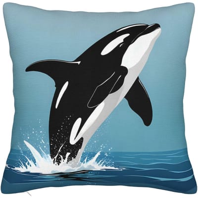 Housse de coussin Baleine Orque – Art Faune Marine pour Salon, Chambre & Décoration Intérieure Côtière Housse de coussin 40x40cm 40x40cm black