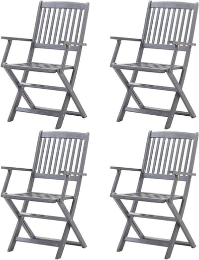 Tuinstoelen inklapbaar - Zitjes buiten - Ontspannen in tuin - Massief acaciahout - 4 stuks - Grijs