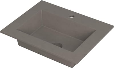 INK Kraft wastafel quartz enkele bak met 1 kraangat, 60x45x1cm, beton