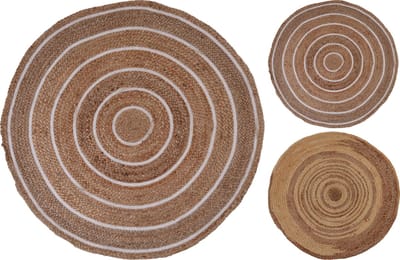 Home&Styling Vloerkleed Jute boho - Dia 90 cm - 2 Soorten - Naturel