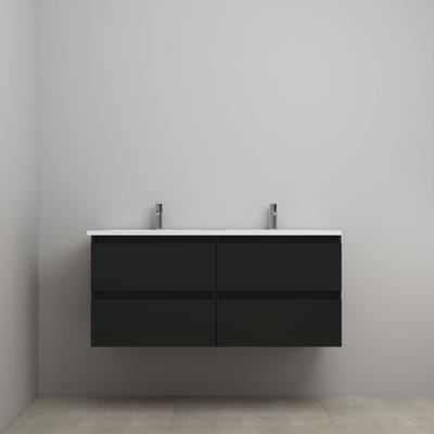 On-Line Onderkast - 120 cm - Voorgemonteerd - Acryl Wastafel - 2 Kraangaten - Mat Zwart