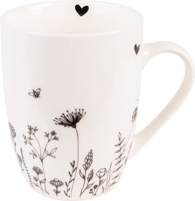 Clayre & Eef Mok 300 ml Beige Zwart Porselein Bloemen