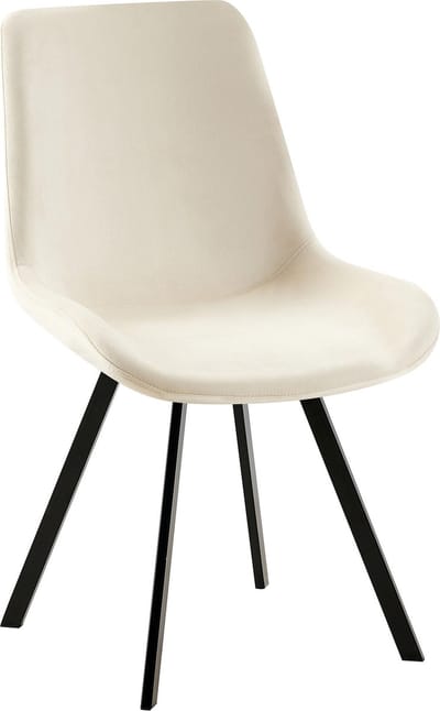 CLP Lewes Eetkamerstoel - Met rugleuning - Met houten poten - Met rugleuning - Velvet - Ffluweel - Fluweel/creme