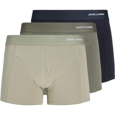 Jack & Jones Heren boxershorts trunks jacgabriel bamboe effen 3-pack grijsgroen/donkerblauw
