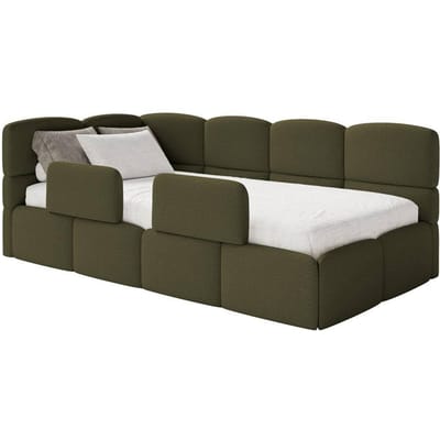 Jeugdbed incl matras Chloe links bouclé 90x200 met opbergruimte en rails | NADUVI Collection