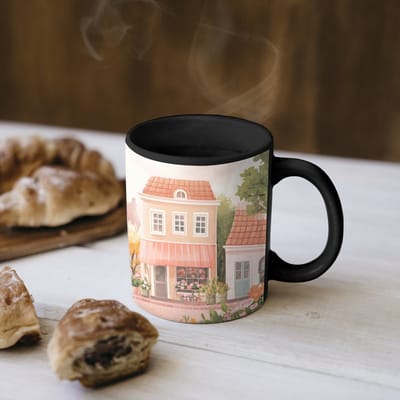 Magische Mok - Foto op Warmte Mokken - Koffiemok - Bloemen - Huizen - Dorp - Magic Mok - Beker - 350 ML - Theemok