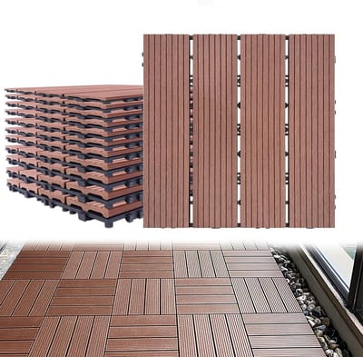 Terrastegels WPC - Kliktegels Houtlook - Buitenruimte Verfraaien - Hout-kunststofcomposiet - 30 x 30 cm - Bruin