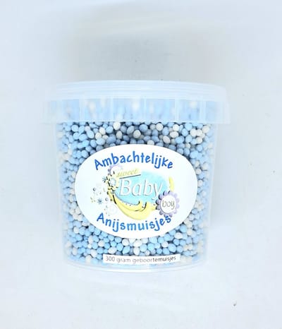 blauwe - geboorte - muisjes - ambachtelijke -anijsmuisjes - geboorte - babyshower - 325 - gram