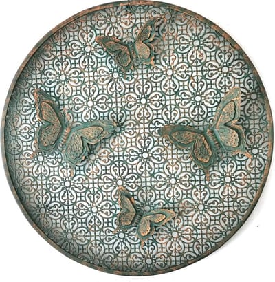 Wanddecoratie - Vlinders - Ijzeren decoratie met Vlinders design - rond - Landelijk - Natuur - diameter 68 cm