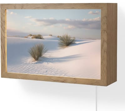 Wandlamp 30x20 cm - Oplaadbaar - Duinen - Gras - Wolken - Beige - Wandlampen binnen woonkamer - Slaapkamer lamp met kabel - Decoratieve nachtlamp - Vloerlamp snoer