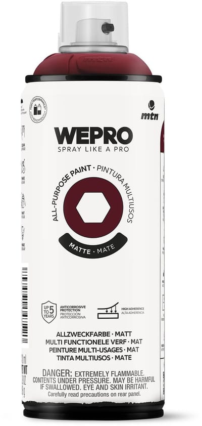 Spuitbus Rood Bordeaux Mat MTN WEPRO ALL-PURPOSE PAINT 400ML