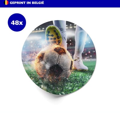 Stickers voetbal | Per 48 | thema voetbal | Traktatie | Kindertraktatie | Kinderfeestje | Sluitzegel | Verjaardag | Geboorte | Traktatie | Bedankje | Inpakken | 4cm | 40mm