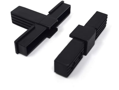 Allecto - T-stuk connector voor vierkante buizen - 5x buisconnectoren - Zwart - Pijpverbinder - Geschikt voor diverse toepassingen - 20x20 mm