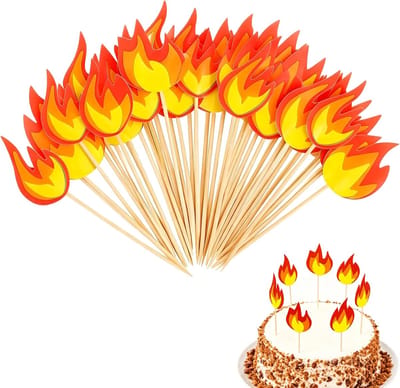 KZQ 50 Stuks Taartdecoratie Vlam Vormen Brandweer Thema Taarttoppers Voor Cupcakes Desserts En Feestversiering Herbruikbare Taartaccessoires Voor Themafeesten