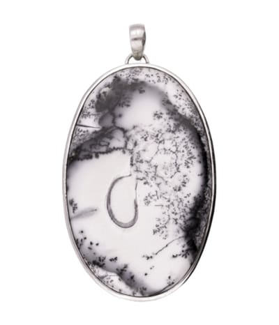 Zilveren Agaath Dendriet XXL Ovaal ketting hanger