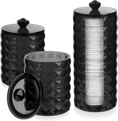 Set van 3 Katoenen Wattenstaafjeshouders, Opbergdoos voor Katoenen Pads, Organizer voor Badkamer en Make-up Accessoires