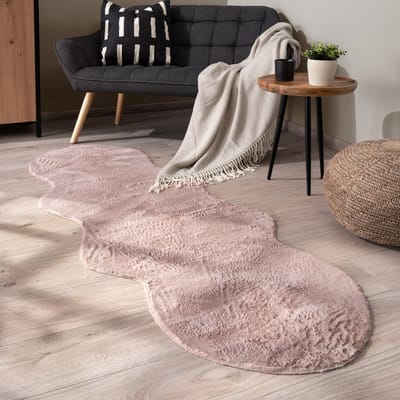 Paco Home Vloerkleed Woonkamer Laagpolig Effen Modern Imitatiebont In Vachtvorm Zacht 70x200 cm Fell-form