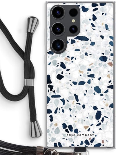 Case Company® - Hoesje met koord geschikt voor Samsung Galaxy S23 Ultra hoesje met Koord - Terrazzo N°1 - Telefoonhoesje met Zwart Koord - Bescherming aan alle Kanten en Over de Schermrand