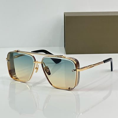 Heren Luxe Zwart Goud Diamantgeslepen Pilot Zonnebril Limited Edition Topkwaliteit Handwerk Dubbele Brug Legering Zonnebril As pictures