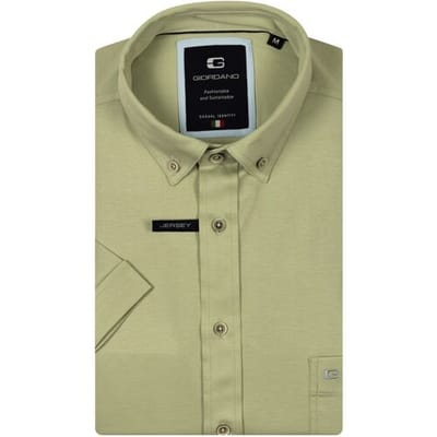 Giordano Overhemd League Soft Liquid Cotton Jersey Short Sleeve Button-Down Pastel Groen / male
