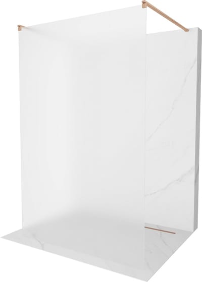 Mexen Kioto vrijstaande douchewand 100 x 200 , matglas 8 mm, geborsteld koper - 800-100-002-65-30