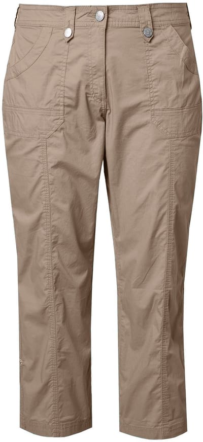 Ulla Popken - Dames - 7/8-cargohose oprolbandje voor broekspijp - Cement - Maat 44