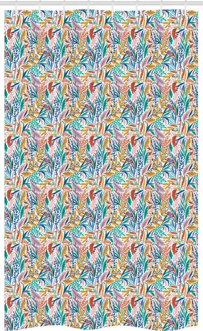 ABAKUHAUS Douchegordijn – Tropische Doodle-bladeren – 120x180 cm – Polyester