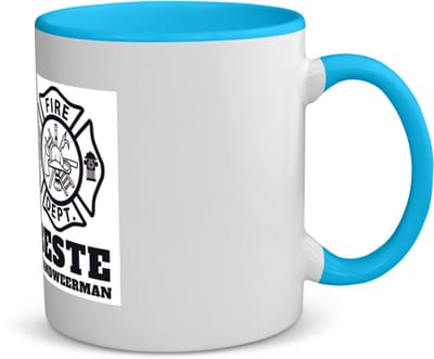 Akyol - beste brandweerman koffiemok - theemok - blauw - Beste brandweerman - firefighter - cadeau - 350 ML inhoud