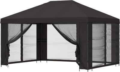 Tuinpaviljoen met zijwanden - Terraspaviljoen Partytent - Buitenfeesten Organiseren - Waterafstotend PA-gecoat dak - 400 x 300 cm - Antraciet