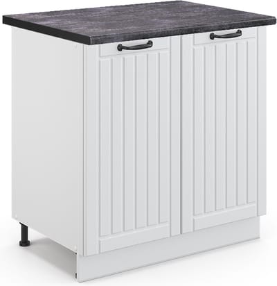 Vicco Keukenonderkast Fame-Line, Wit landelijk/Wit, 80 cm antraciet werkblad
