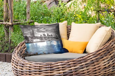 Buitenkussens - Tuin - New York - Skyline - Stad - Blauw - 50x30 cm