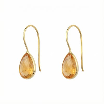 Dames Oorbellen Goudkleurig Citrien Druppel (14K Gold Plated) | cadeau dames