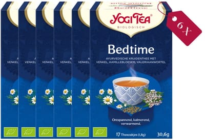 Yogi Tea Bedtime - Biologische Kruidenthee met Kamille, Lavendel en Valeriaan voor een Rustgevende Nacht - Tray van 6 Stuks