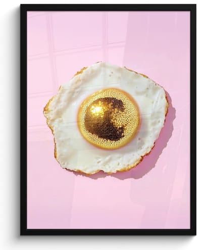Fotolijst inclusief poster - Posterlijst 50x70 cm - Posters - Ei - Disco - Ontbijt - Glitter - Foto in lijst - Keuken decoratie muur - Wanddecoratie accessoires - Muurdecoratie - Schilderijen