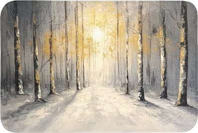 Badmat 90x60 cm - Antislip - Winter - Abstract - Sneeuw - Natuur - Zon - Badmatten voor badkamer - Badkamermat - Douchemat - Badkamer mat