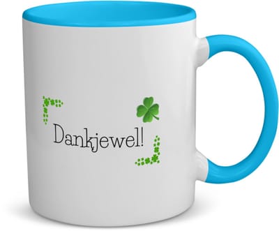 Akyol - collega cadeau - koffiemok - theemok - blauw - Collega - collega met opdruk - collega kado - collega cadeau - collega afscheid - klavertje vier - verjaardag - liefste collega - leuk kado om te geven - 350 ML inhoud