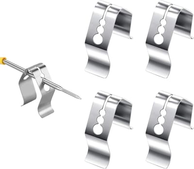 4 Roestvrijstalen Thermometer Klemmen voor Grill en Oven, Ideaal voor Temperatuurmeting en Bevestiging van Sensors