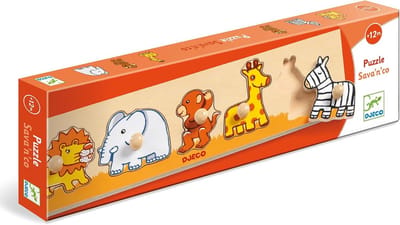Inklapbare Puzzel Savanne Dieren - Houten Puzzel voor Kinderen