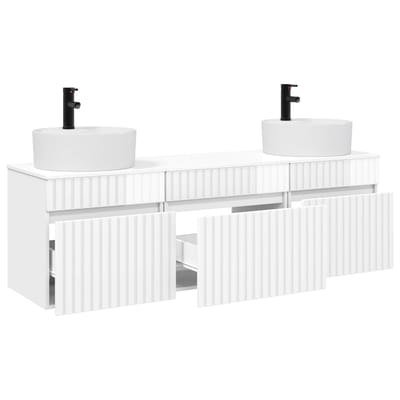 vidaXL - Badkamerkast - set - 3 - st - Hoogglans - Wit - 49 - x - 44,5 - x - 65 - cm