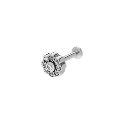 Lucardi - Dames Stalen helixpiercing met zirkonia - Piercing - Staal - Zilverkleurig