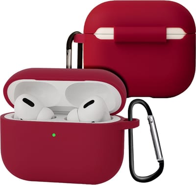 Case - Geschikt voor Apple Airpods Pro 3 - Siliconen Hoes met Clip - Silicone Hoesje Cover - Wijnrood