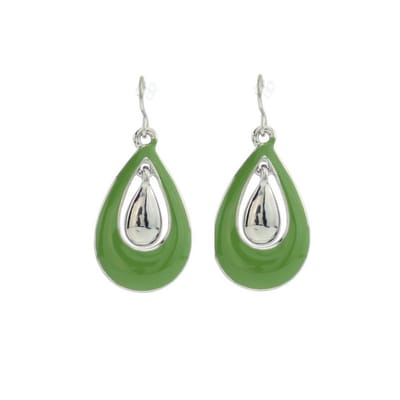 Behave - Oorbellen - Oorhangers - Druppelvorm - Groen - Zilverkleur - Dames - Elegant & Tijdloos - 3 cm
