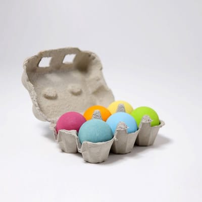 Houten ballen in doosje - Pastelkleuren - 6 stuks - Open einde speelgoed - Educatief montessori speelgoed