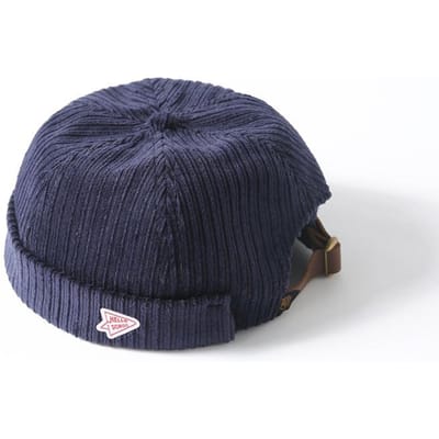 Corduroy Randloos Docker Leon Pet Verstelbaar Straat Casual Zeeman Skullcap Muts Geen Rand Opgerolde Manchet Retro Trucker Werker M56-60 cm black