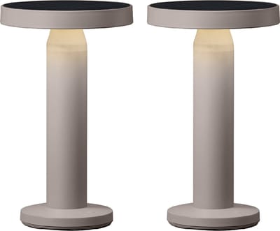Luxus Europe - Tafellamp Solar Rio - Set van 2 Taupe - Draadloze LED Solar Tafellamp Buiten - Zonne-energie & USB-C Oplaadbaar - Dimbaar - IP44 Spatwaterdicht