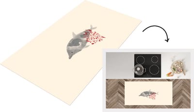 Keukenloper - Loper keuken - Vis - Waterplanten - Aquarel - 120x60 cm - Keukenloper vinyl